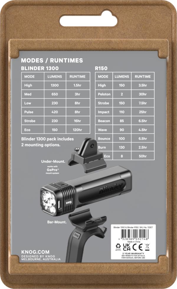 Knog Lichtset Blinder 1300 & Blinder R150 schwarz  Produktbild 9