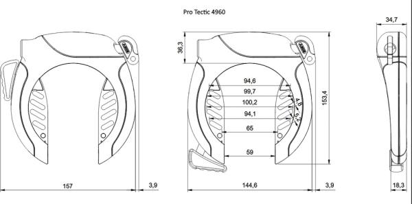 Abus Rahmenschloss Pro Tectic 4960 NR ohne Halter schwarz  Produktbild 1