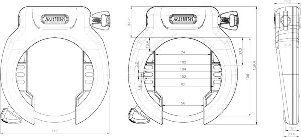 Abus Rahmenschloss Pro Amparo 4750SL NR ohne Halter schwarz  Produktbild 1