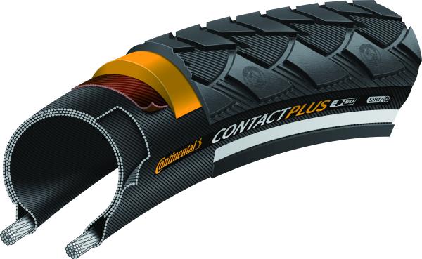 Continental Pneu Contact Plus 700x28C Starr mit Reflexstreifen black  Produktbild 1